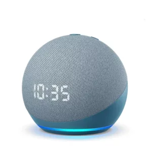 Amazon Echo Dot 4th gen with clock blue